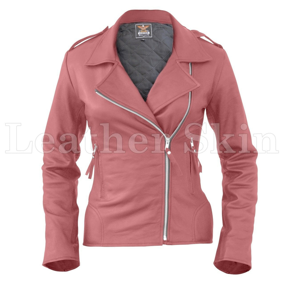 Leather Skin Women Pink Brando Synthetic Leather Jacket