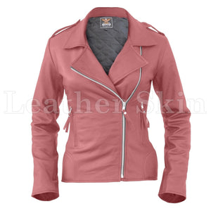 Leather Skin Women Pink Brando Synthetic Leather Jacket