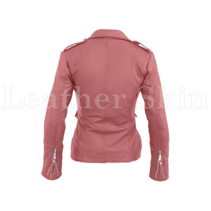 Leather Skin Women Pink Brando Synthetic Leather Jacket