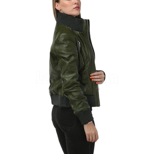 Carol Green Bomber Leather Jacket