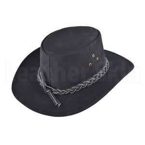 Classic Midnight Leather Braided Cowboy Hat