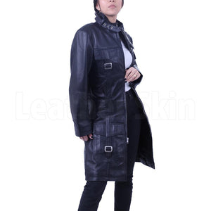 Cowhide Leather Long Coat