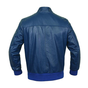 Edgy Navy-Blue Bomber Flight Leather Jacket