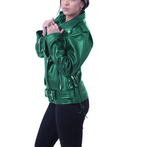 Elegant Green Brando Genuine Leather Jacket
