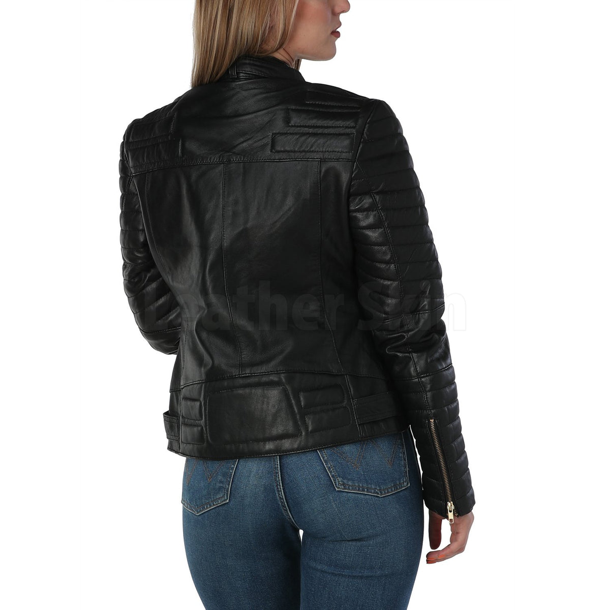 Katherine Black Belted Leather Jacket