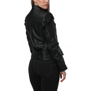 Katniss Black Quilted Leather Jacket