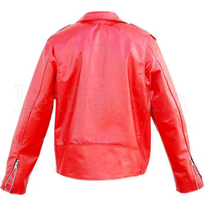 Red Leather Jacket for Unisex Back