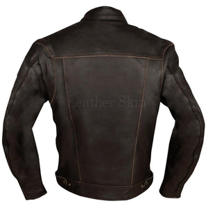 Vintage Brown Genuine Leather Jacket for Men (Back)