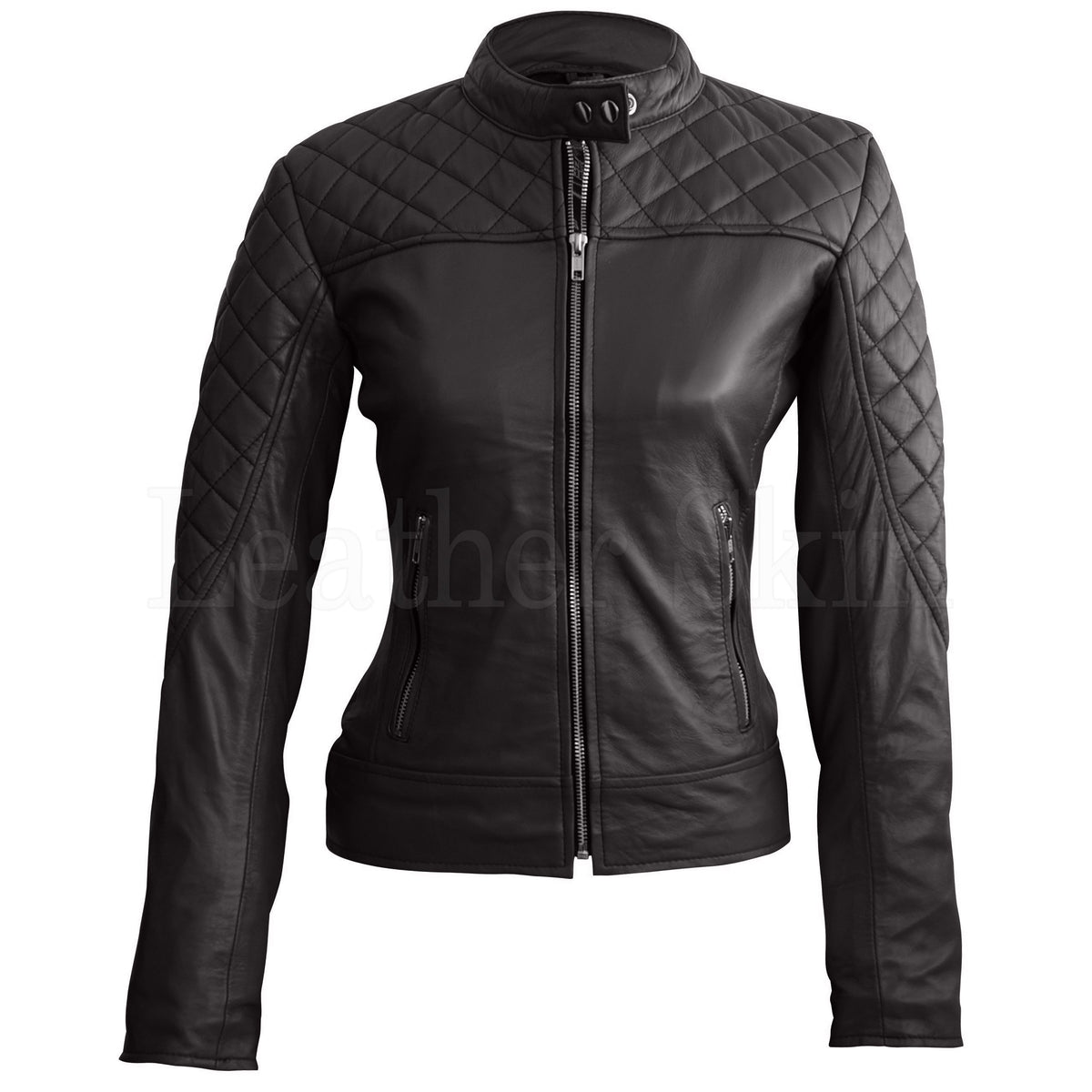 Black Quilted Genuine Leather Jacket