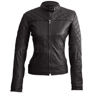Black Quilted Genuine Leather Jacket