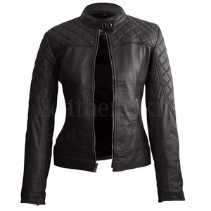 Black Quilted Genuine Leather Jacket