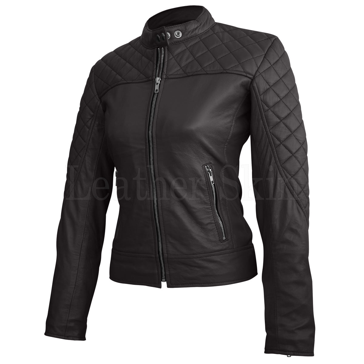 Black Quilted Genuine Leather Jacket