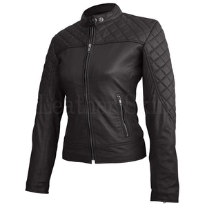 Black Quilted Genuine Leather Jacket