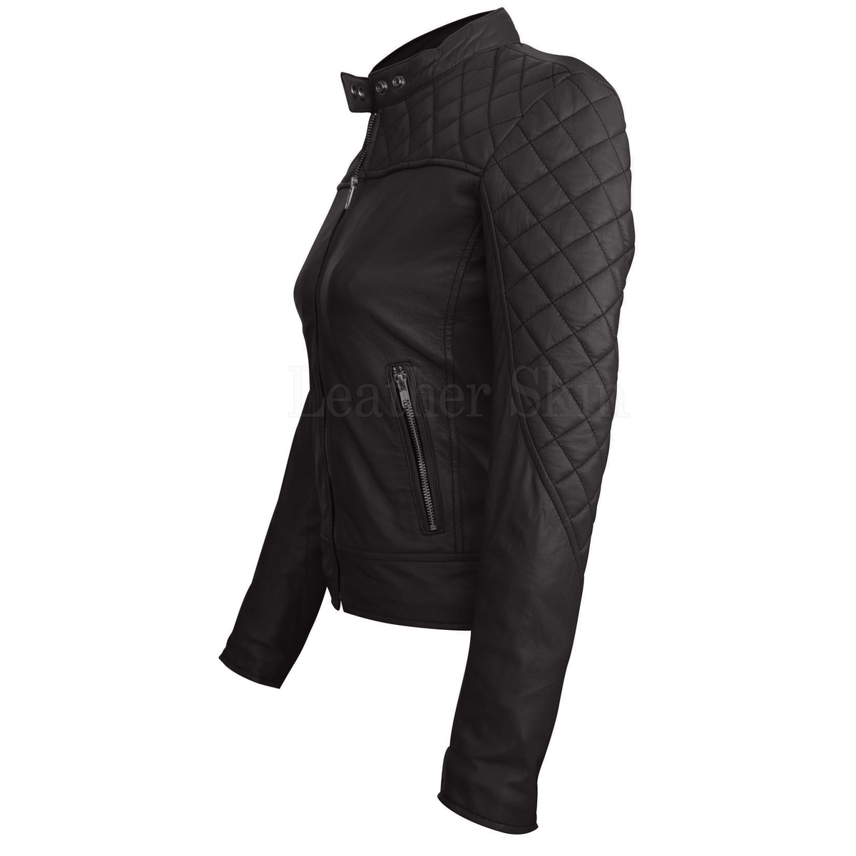 Black Quilted Genuine Leather Jacket