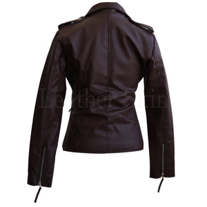 NWT Brown Brando Women Ladies Sexy Stylish Premium Synthetic Leather Jacket