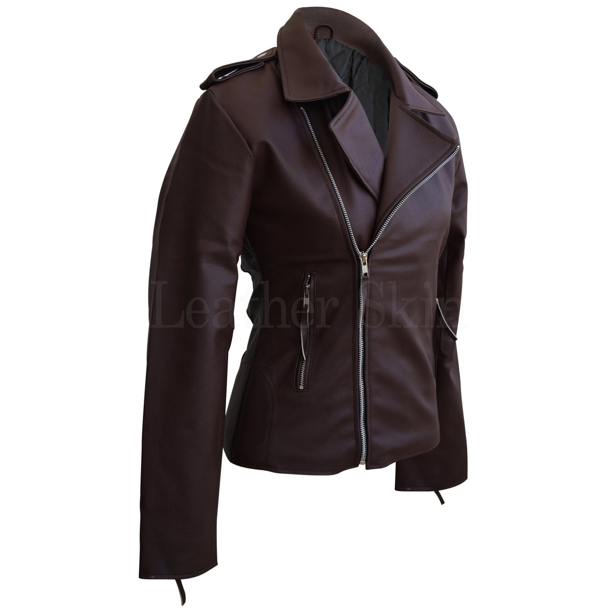 NWT Brown Brando Women Ladies Sexy Stylish Premium Synthetic Leather Jacket
