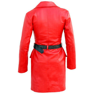 Ladies Red Leather Coat (Back)