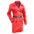 Women Red Leather Coat with Black Belt