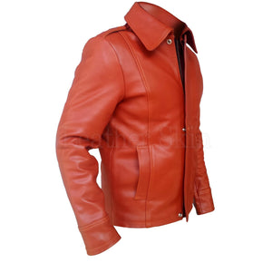Men Real Leather Jacket with Maroon Red Color