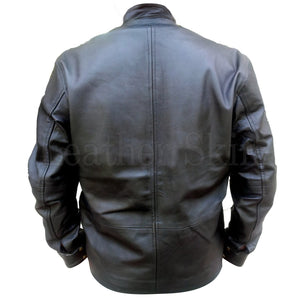 NWT Stylish Black Men Genuine  Leather Jacket with Front Pockets