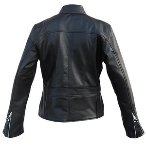 Leather Skin Black Unisex Premium Genuine Leather Jacket w/ Front Pockets