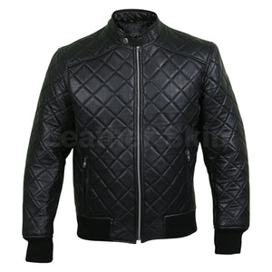 mens black quilted leather jacket