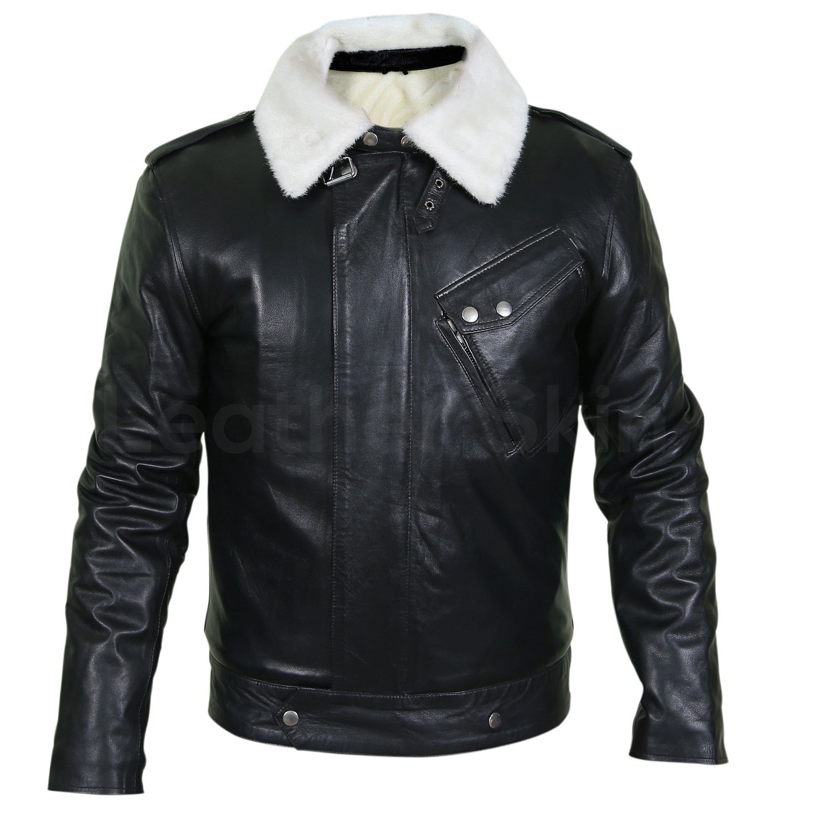 mens jacket with white fur collar