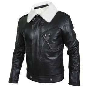 black leather jacket with fur mens