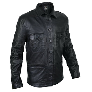 black genuine leather coat mens