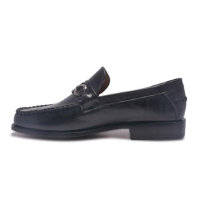 Black Leather Loafer Shoes with Slip-On Design