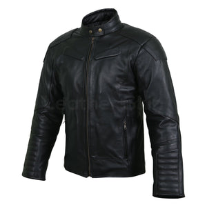 mens black leather jacket padded