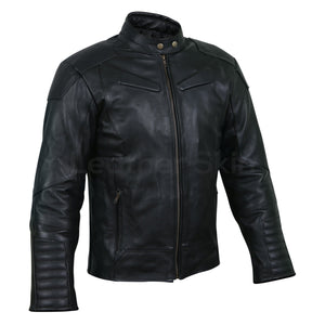mens pad black leather jacket