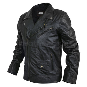 black biker leather jacket mens Antique Zippers