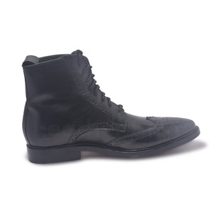 mens genuine leather boots in black