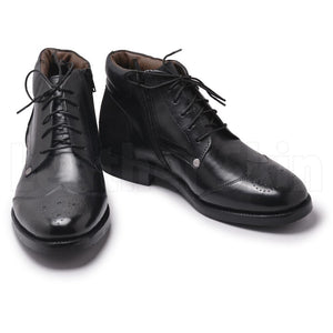 Men Black Zipper Genuine Leather Boots