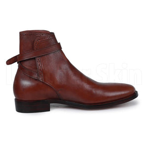 Men Brown Jodhpurs Genuine Leather Boots