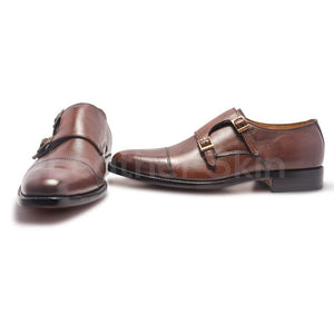 Monk Leather Shoes in Brown Color