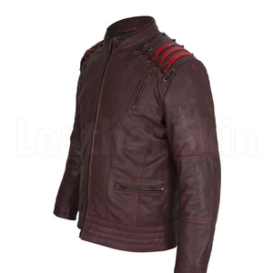 Men Maroon Leather Jacket