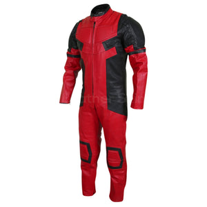 red motorcycle leather suit mens
