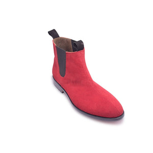 Chelsea Suede Red Leather Boots Men