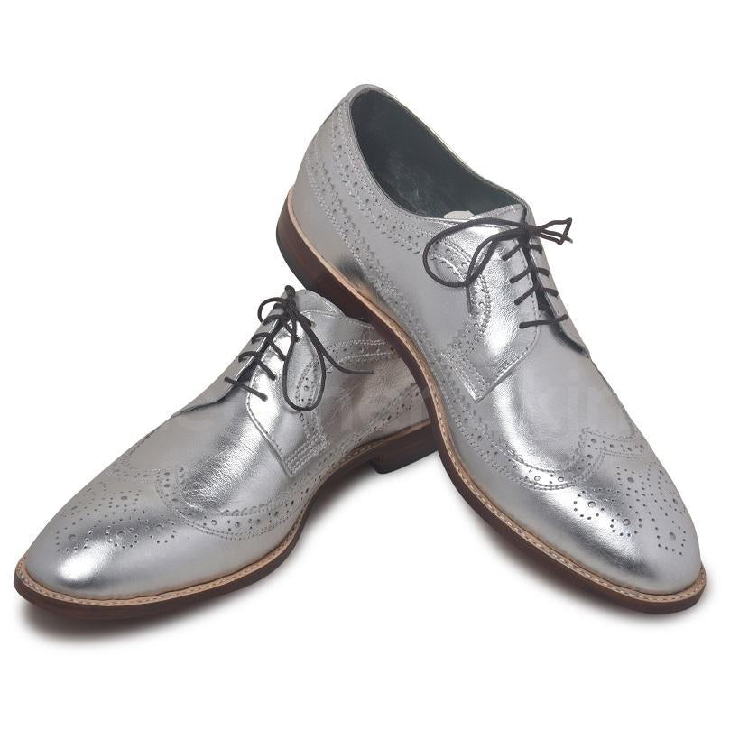 silver leather shoes men