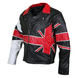 Union flag genuine leather jacket mens