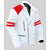Men White Real Leather Jacket with Red Stripes