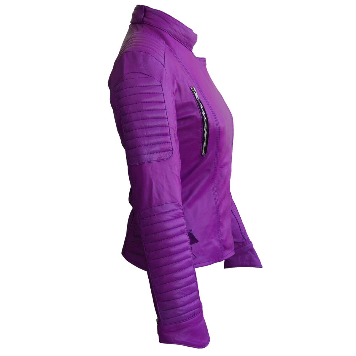 Women Purple Brando Leather Jacket