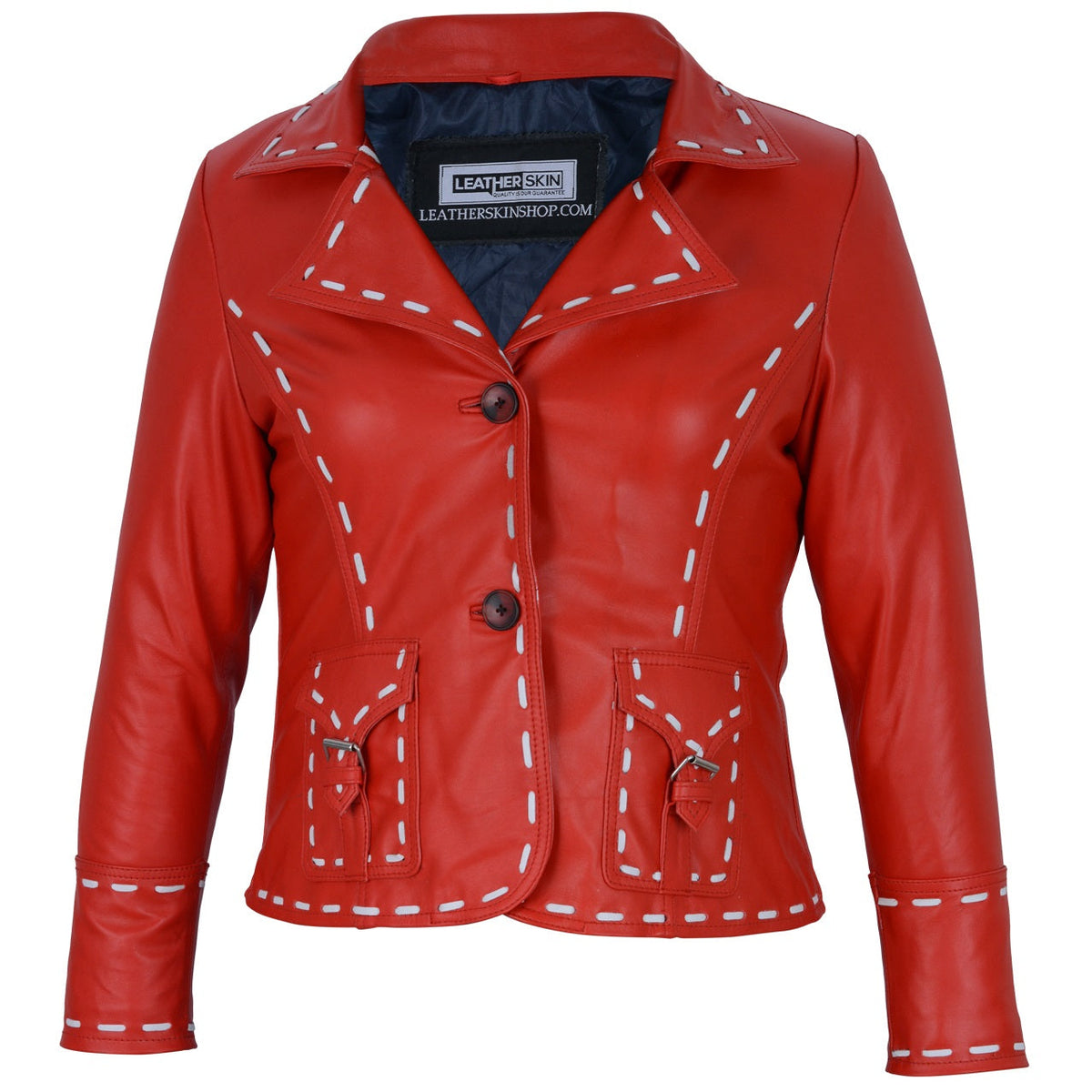 Amy Red Leather Blazer