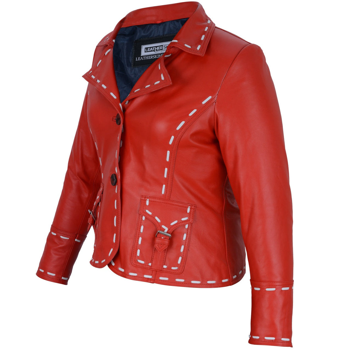 Amy Red Leather Blazer