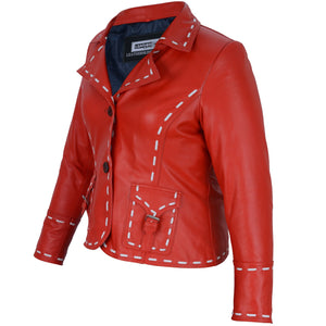 Amy Red Leather Blazer
