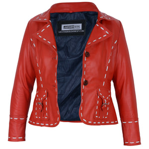 Amy Red Leather Blazer