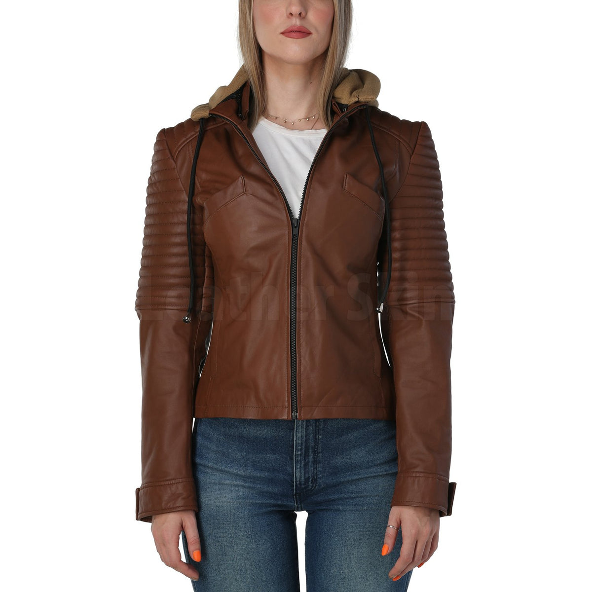 Rey Brown Hooded Leather Jacket