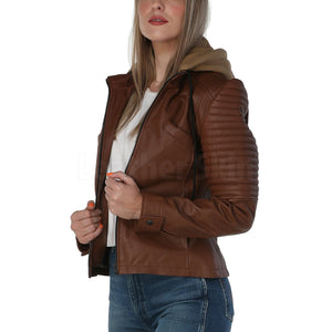 Rey Brown Hooded Leather Jacket